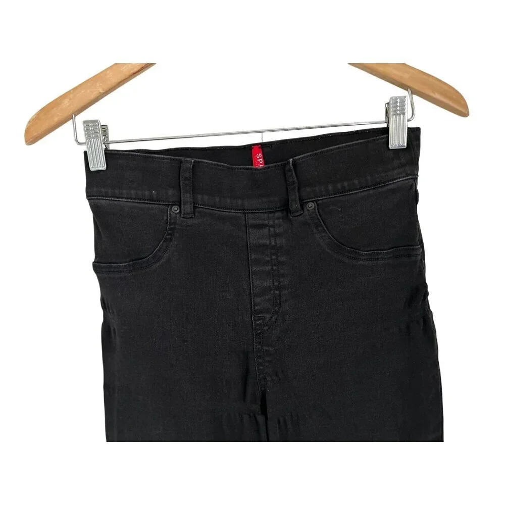 Spanx Pull On Vintage Black Legging Raw Hem Distressed Jeans Size S/P